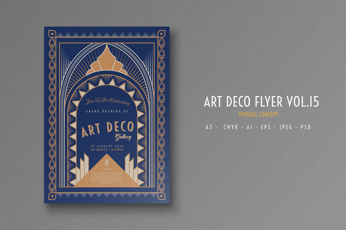 Art Deco Flyer Vol.15, a Flyer Template by Bewalrus Studio