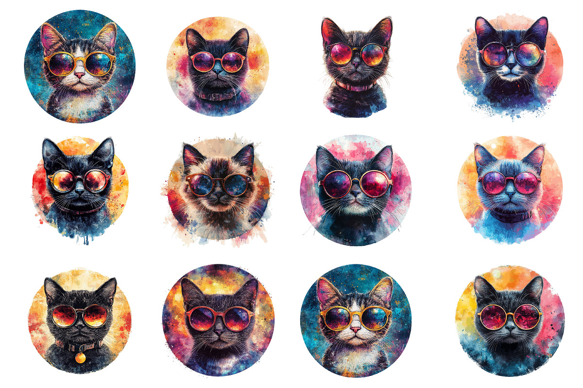 Retro Summer Cat Glasses PNG, an Illustration by SinaCreation (Photo 2 of 5)