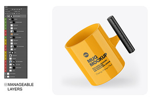 Glossy Mug W/ Wooden Handle Mockups