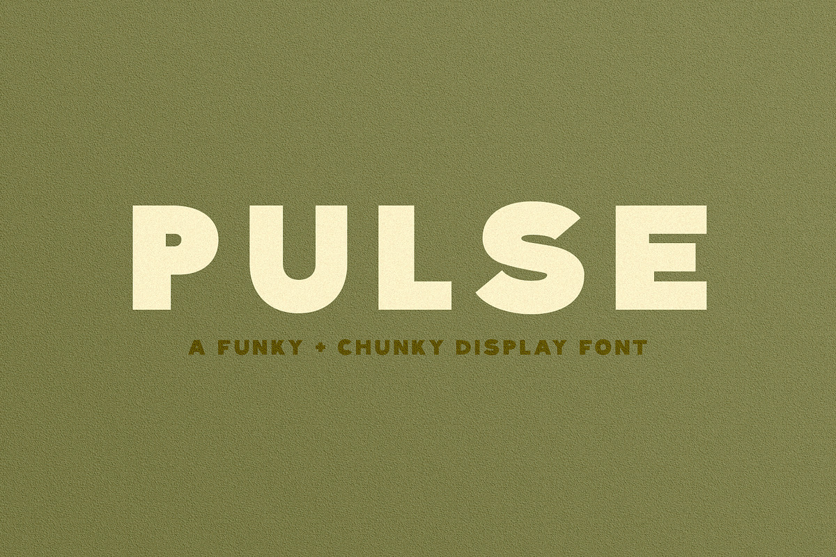 Pulse | Funky + Chunky Display, a Sans Serif Font by Blythe Green (Photo 1 of 5)