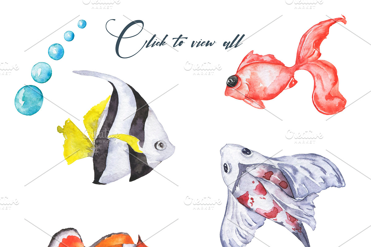 Summer sea watercolor set, an Illustration by Watercolor & sketches (Photo 5 of 7)