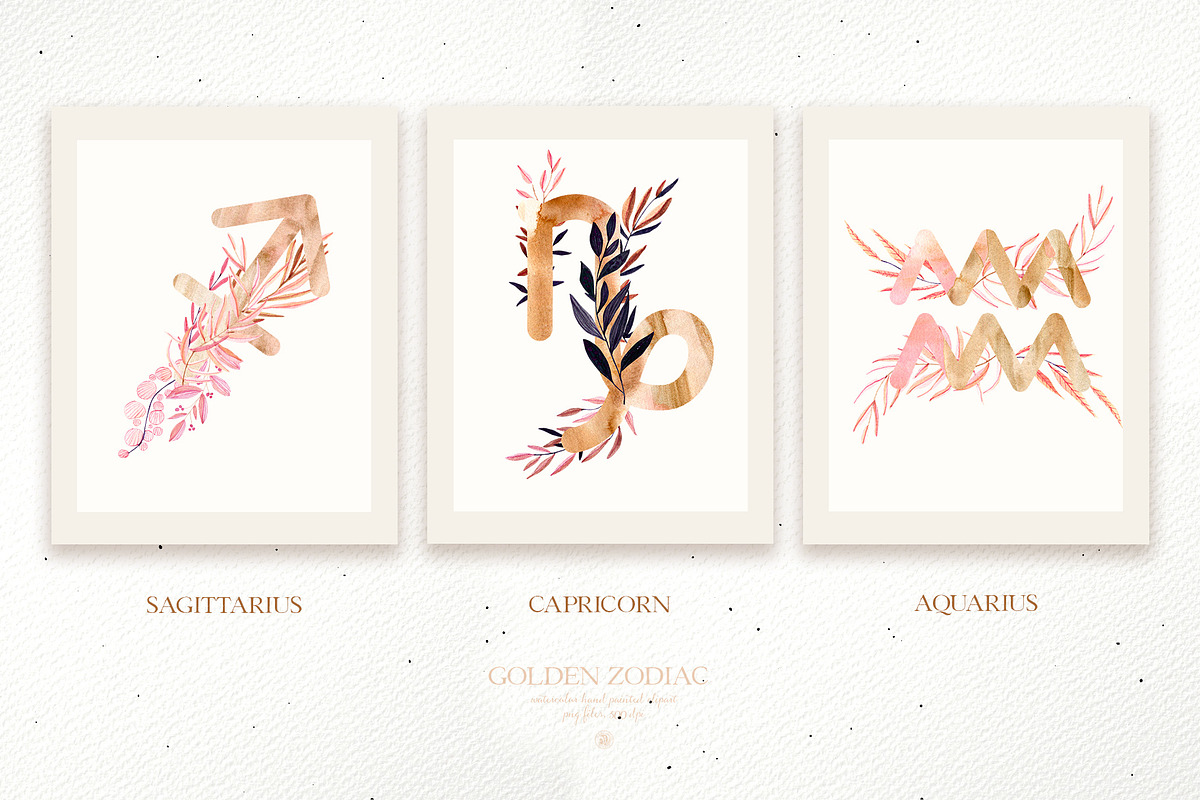 Watercolor Golden Zodiac, an Illustration by Webvilla Studio (Photo 3 of 6)