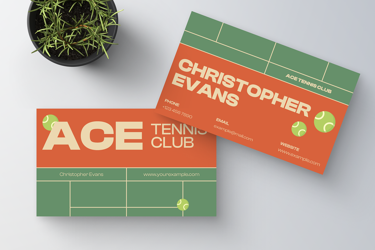 Modern Tennis Business Card, a Business Card Template by Annora Studio (Photo 6 of 6)