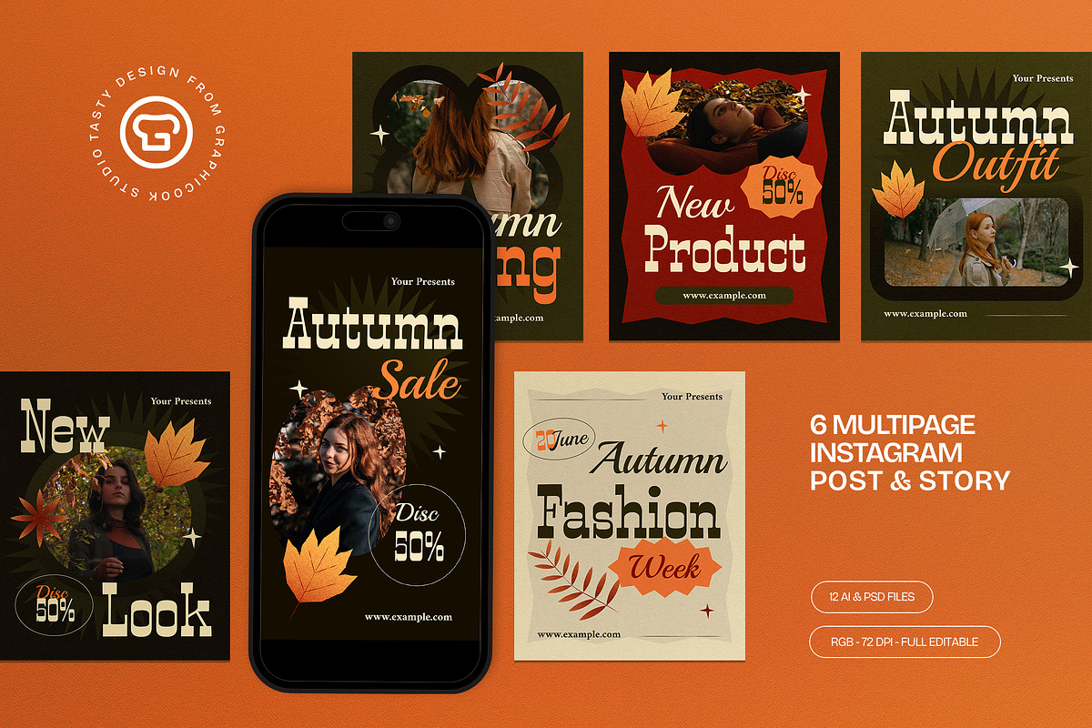 Green Autumn Fashion Instagram Set, a Social Media Template by graphicook (Photo 1 of 3)