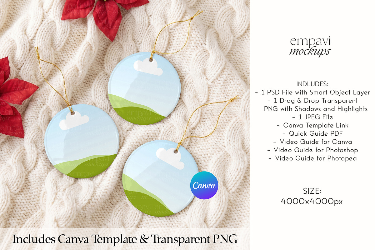 Ceramic Ornament Mockup Set of 3, a Household Mockup by EmpaviMockups (Photo 3 of 5)