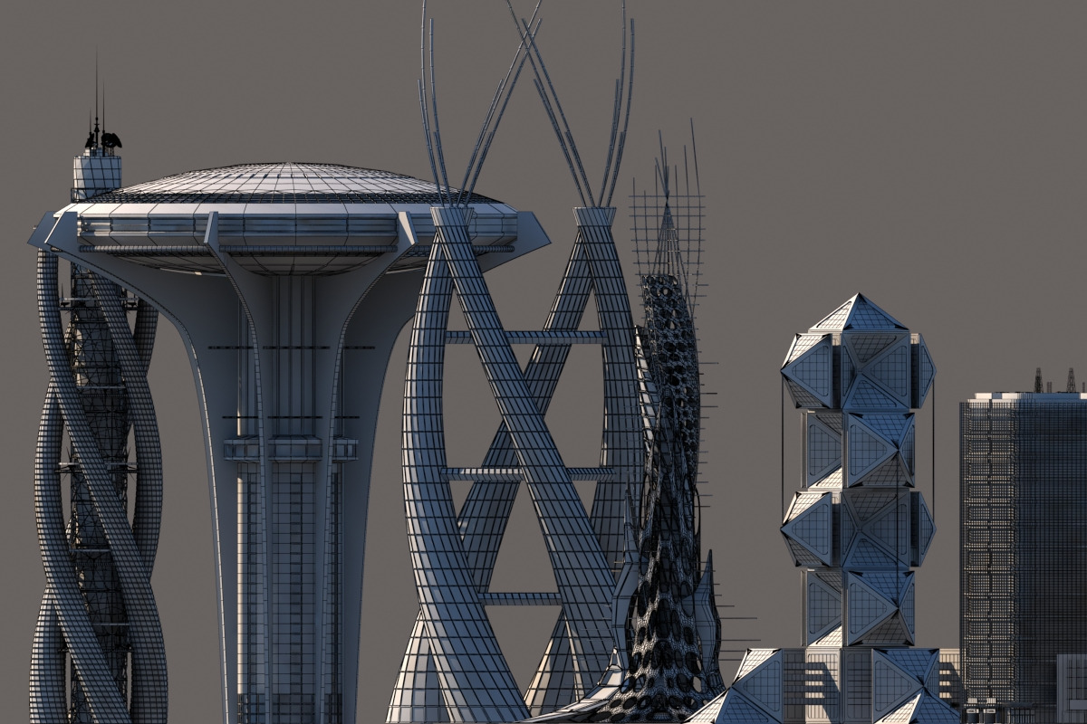 Futuristic Skyscrapers, an Architecture 3D Model by Giimann (Photo 4 of 10)