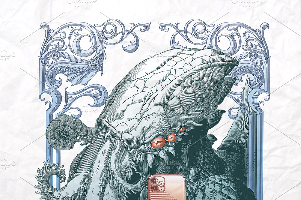 #Cthulhu with iPhone, an Illustration by inshader (Photo 1 of 6)