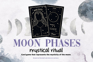 Moon phases mystical ritual cards