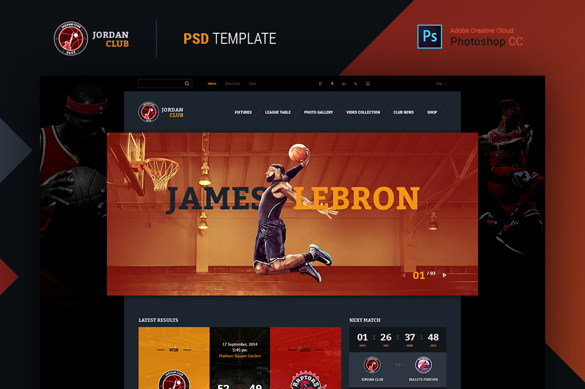 Jordan Club PSD Template, a Websites & App Template by tahir.muraev