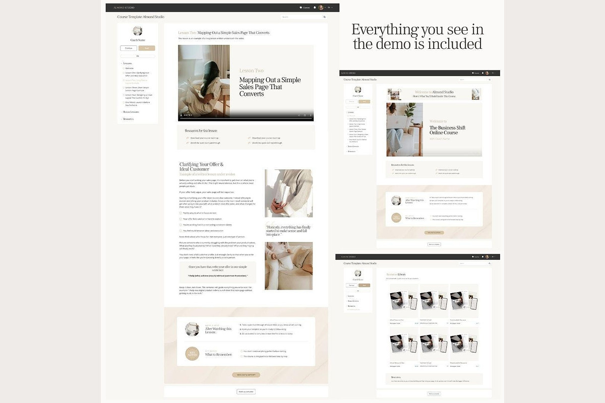 Systeme.io Almond Studio Course Port, a Landing Page Template by Hayley's Digital Hub (Photo 7 of 10)
