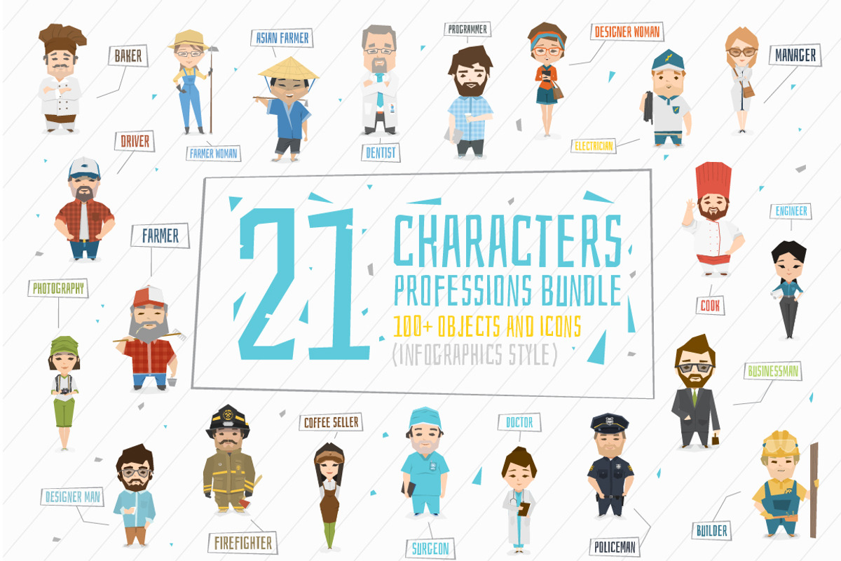 21 Professions characters., a Graphic by Drumcheg (Photo 1 of 4)