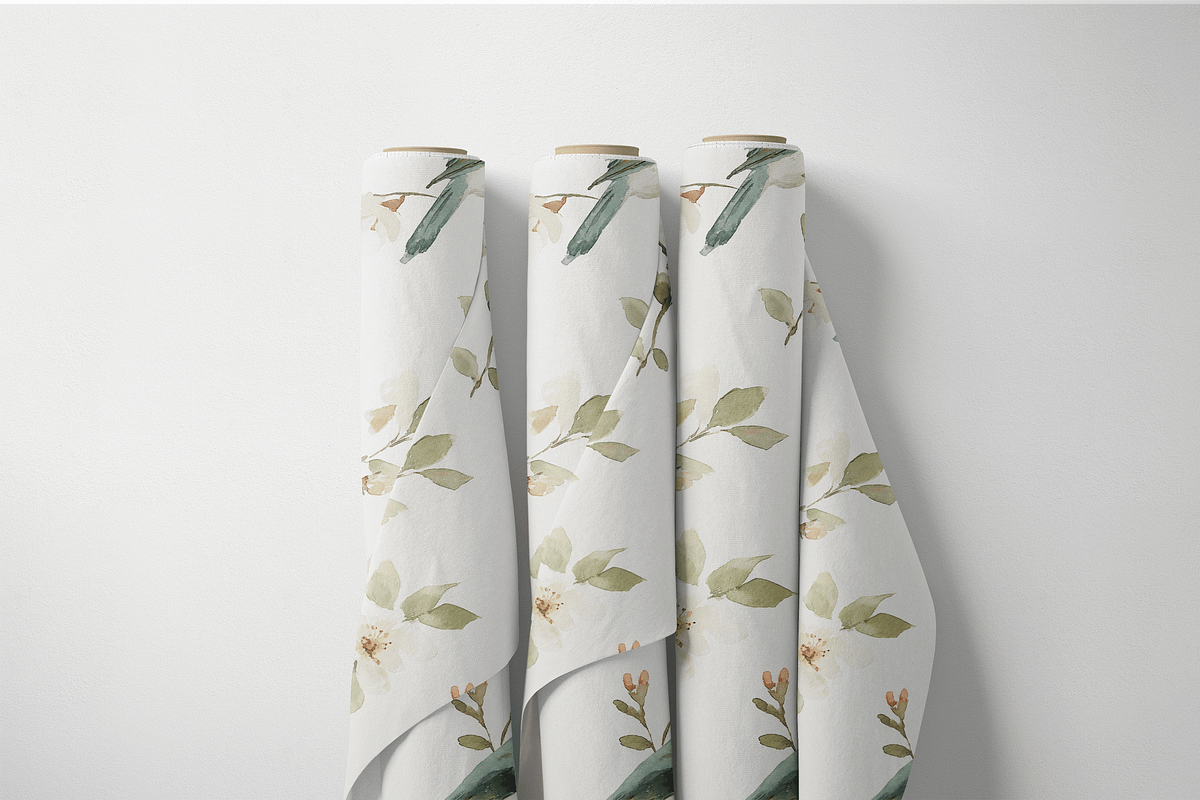 Watercolor Blue Jays and Cherry Blos, a Pattern Graphic by Pati Charm Studio (Photo 7 of 8)