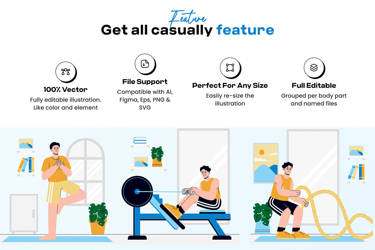 Fitness & Health 2D Illustration, a Person Illustration by orenjidesign (Photo 2 of 8)