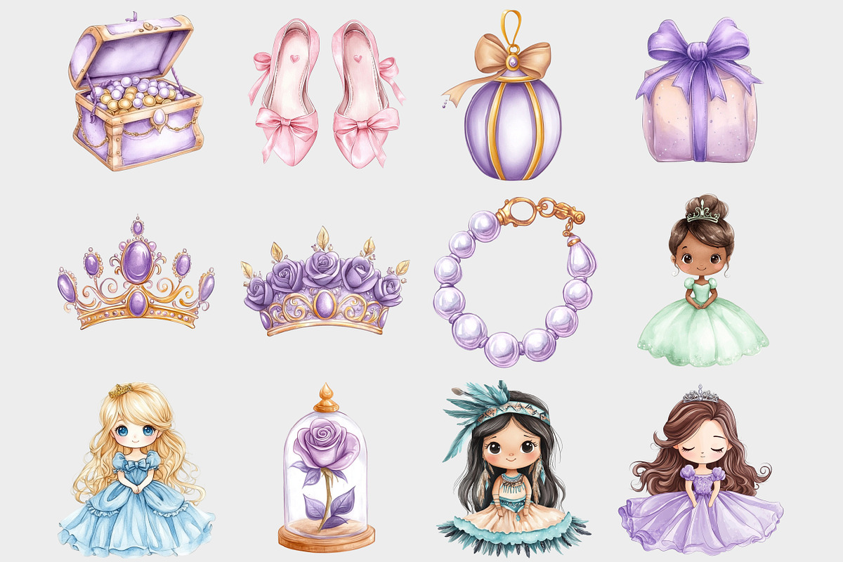 Watercolor Princess Clipart, a Seasonal Illustration by Design Market (Photo 2 of 5)