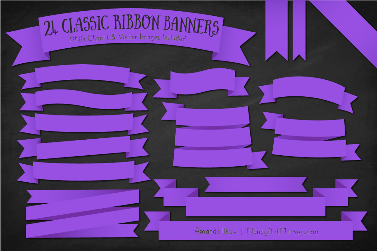Purple Ribbon Banner Clipart, an Illustration by Amanda Ilkov (Photo 2 of 4)