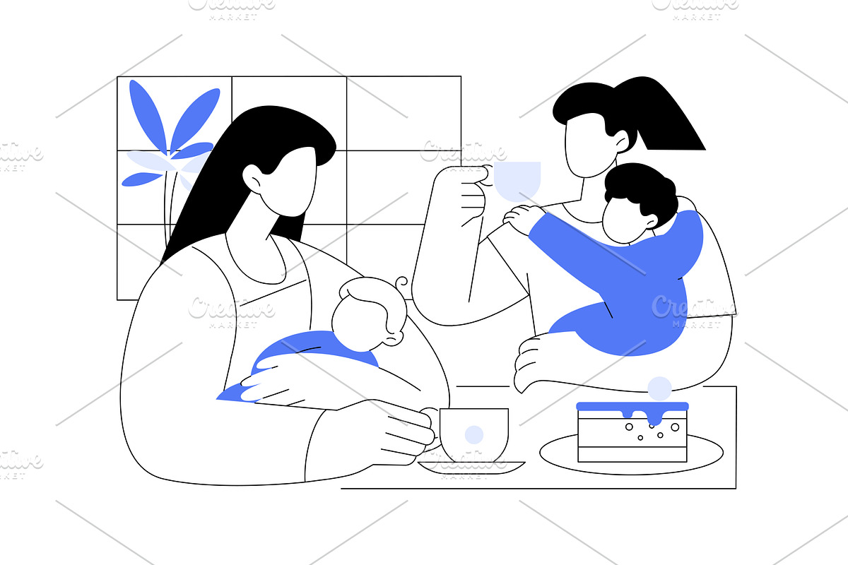 Moms meeting isolated cartoon vector, a Person Illustration by Visual Generation