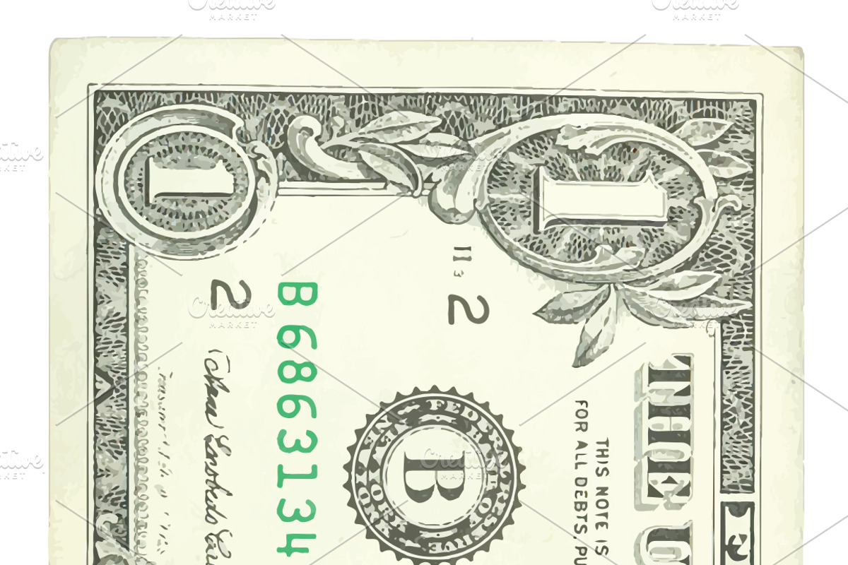Hi-Res Vector $1 USD Front & Back, an Object Graphic by Theresa Barba (Photo 5 of 5)