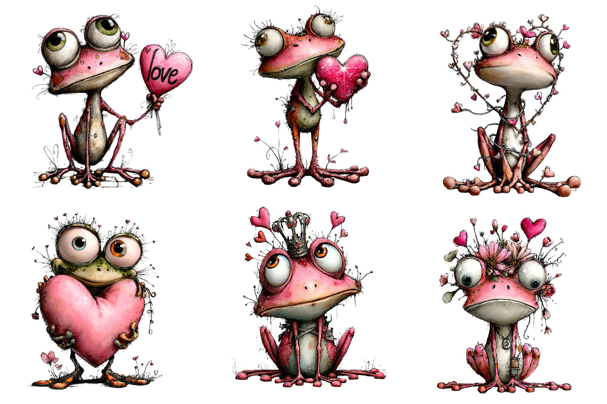 Whimsical Valentine Frog Clipart, an Illustration by Dream Creation (Photo 5 of 7)