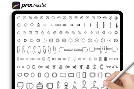 Button Accessories Stamp Brush Set, a Brush Add-On by HYDNSTUDIO