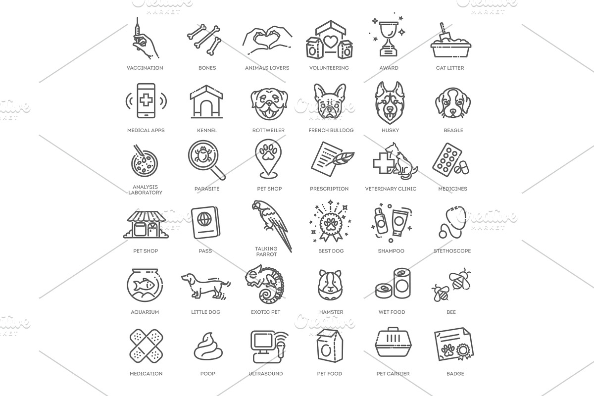 Veterinarian vector icons, an Object Illustration by Tettygreen