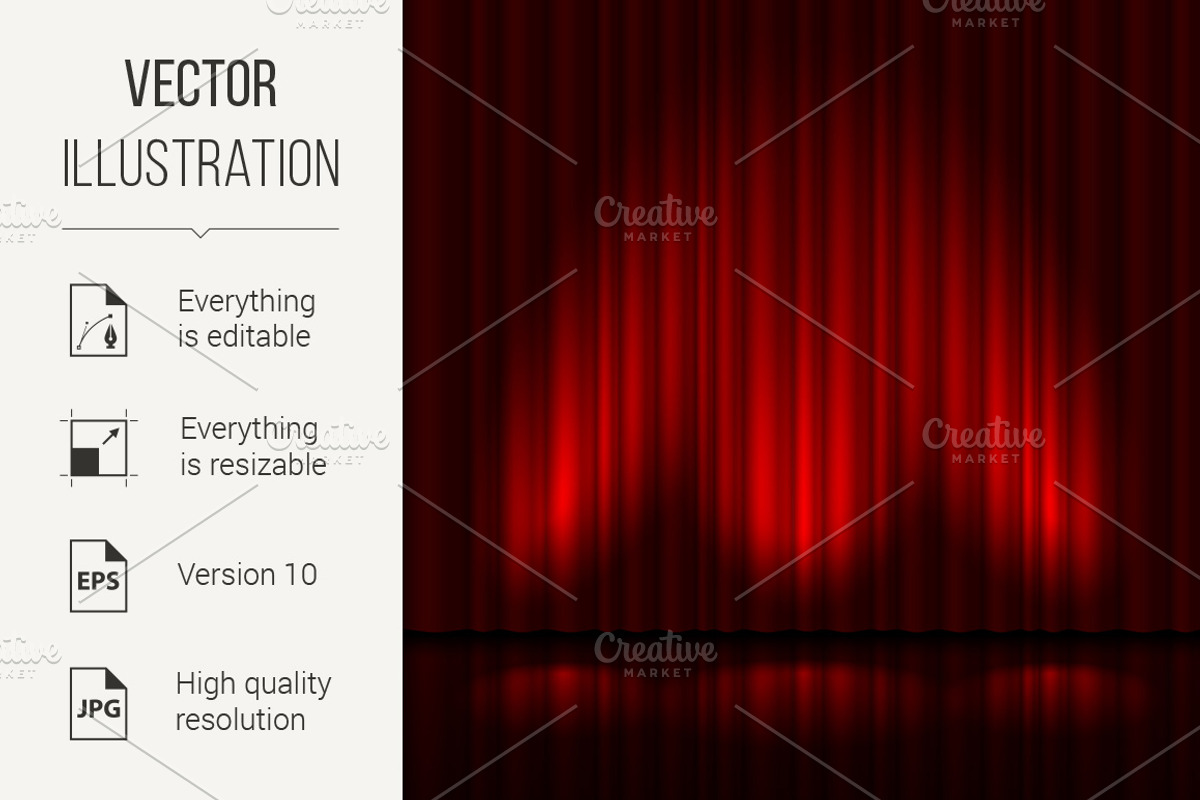 Stage with red curtain, a Background Graphic by DvargShop