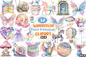 Pastel Whimsical Clipart, an Illustration by DreamCafeArt