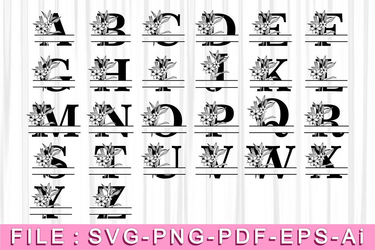 Flowers Split Letter SVG Set A-Z, a Decorative Illustration by D2PUTRI (Photo 2 of 2)
