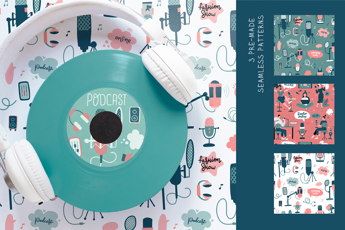 Podcast – vector cliparts set, an Object Illustration by Lana Sham (Photo 8 of 13)