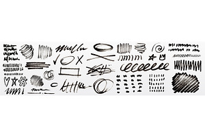 Abstract black crayon scribbles set, an Illustration by art PVP - market