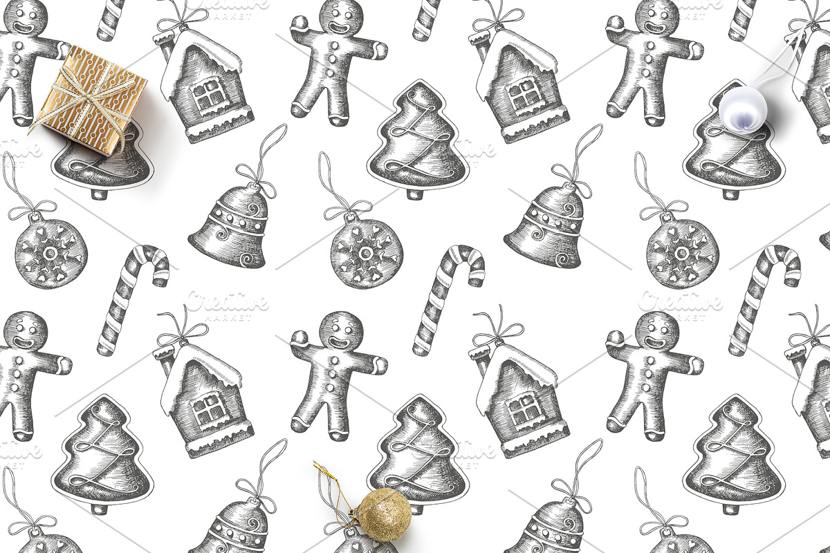 Christmas hand drawn Set, an Illustration by Tabiti (Photo 5 of 13)