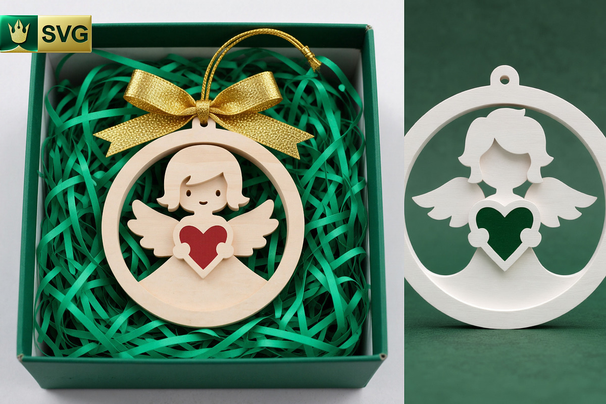 Angel Ornament 3D Layered SVG Cut, an Object Graphic by pixaroma (Photo 8 of 10)