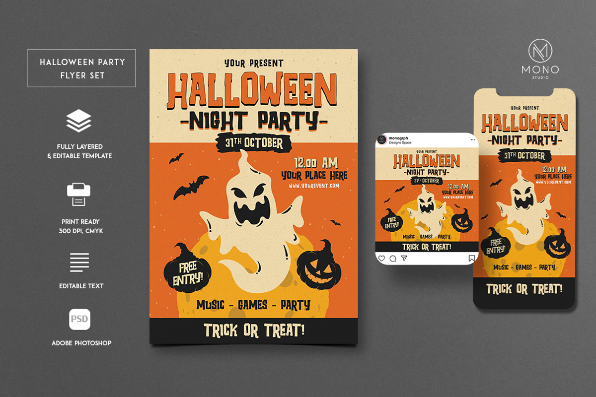 Halloween Party Flyer Set, a Flyer Template by monogrph (Photo 1 of 4)