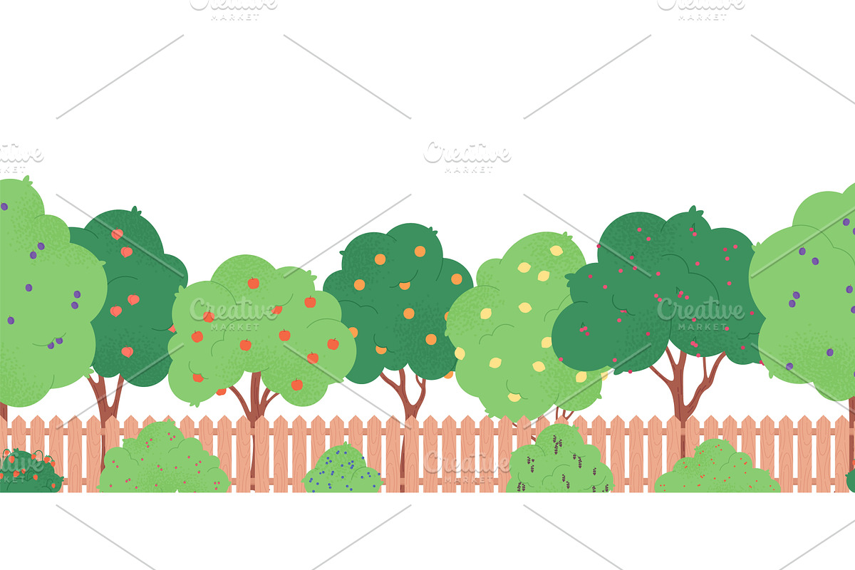 Green garden fruits tree, berries, an Illustration by LadadikArt