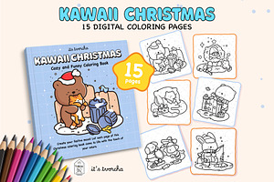 Kawaii Christmas Digital Coloring