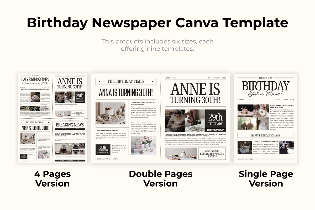 Birthday Newspaper Canva Template, a Magazine Template by Snapybiz (Photo 10 of 10)
