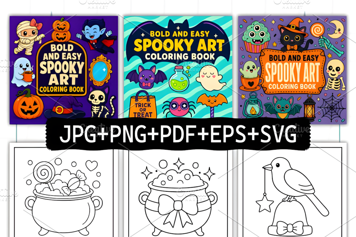 Spooky Art Bold and Easy Coloring, a Seasonal Illustration by Coco Bloom (Photo 2 of 3)