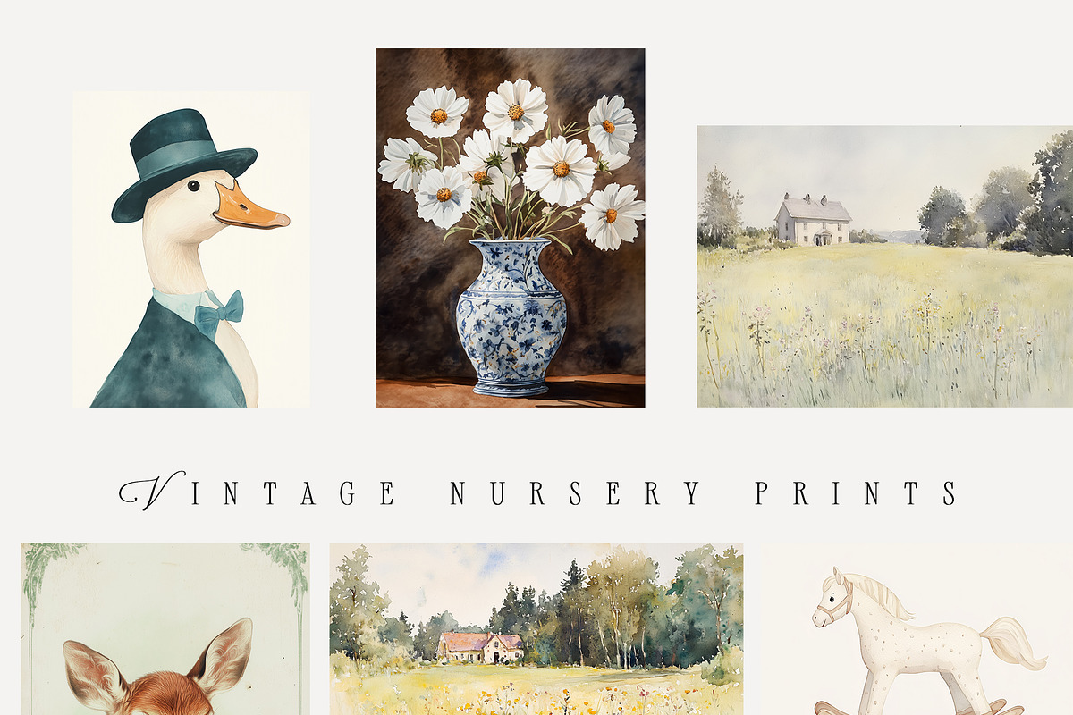 VINTAGE NURSERY PRINTS, a Background Graphic by Lana Elanor (Photo 8 of 9)