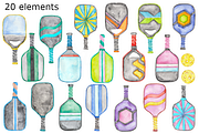 Pickleball watercolor clipart, a Background Graphic by GoodFairyClipArt (Thumbnail 2 of 2)