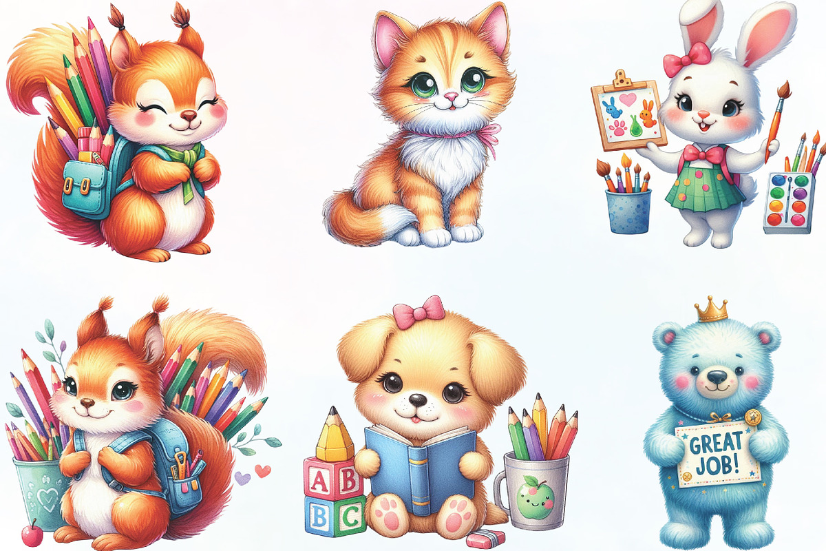 Back to School Animal Clipart, an Illustration by CraftArtStudio (Photo 2 of 6)