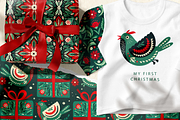 Folk Christmas Pattern and Ornaments, a Seasonal Illustration by Red Ink (Thumbnail 7 of 9)
