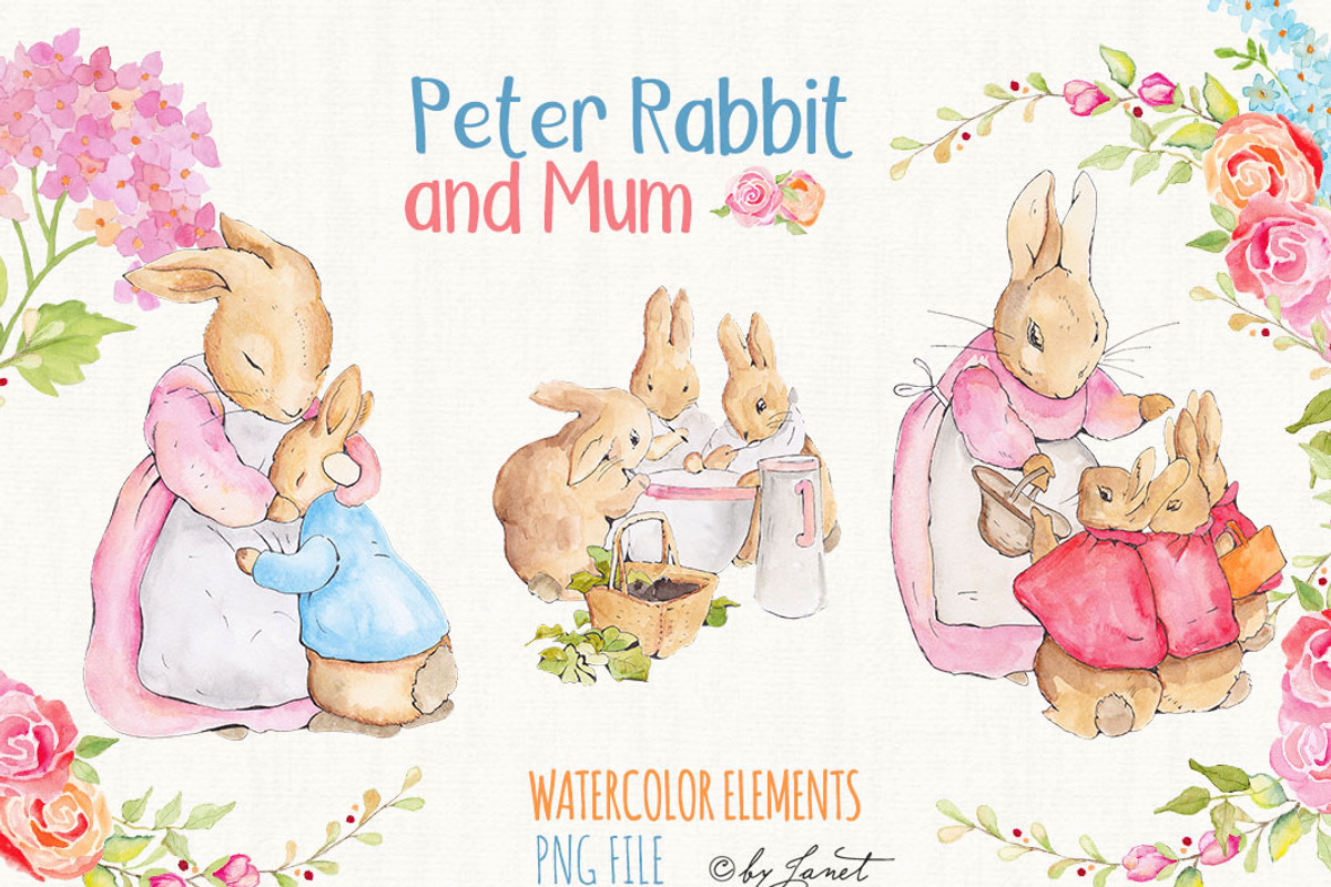 Peter Rabbit and Mum - art clipart, an Illustration by helloPAPER (Photo 2 of 3)