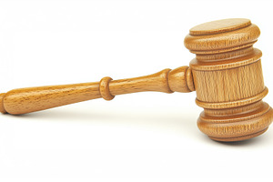 Wooden judge's gavel isolated on, a Business Photo by MistyDay