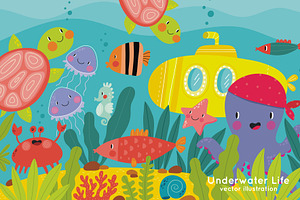 Sea Underwater Life, an Animal Illustration by Barkova Nadya