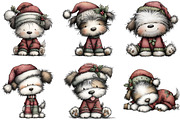 Christmas Cute Dog Clipart, an Illustration by DreamArtGraphic (Thumbnail 4 of 6)