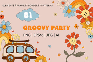 Groovy retro collection. Vector