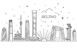 Beijing, China. Vector, an Outline Icon by Tettygreen