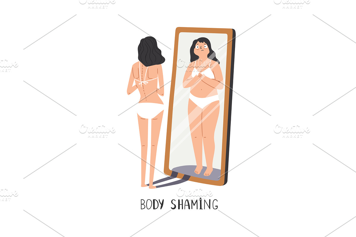 A woman with anorexia is unhappy, a Healthcare Illustration by Stock-Smart-Start