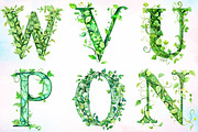 Watercolor Green Leaf Alphabet PNG, an Illustration by Canvas Craft (Thumbnail 2 of 5)