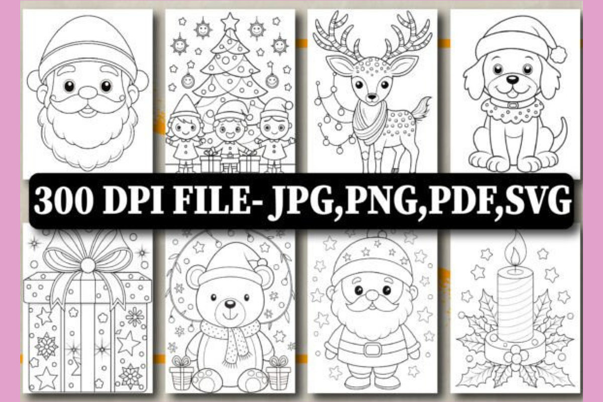 80 Merry Christmas Coloring Pages, an Illustration by shopcosm (Photo 3 of 3)
