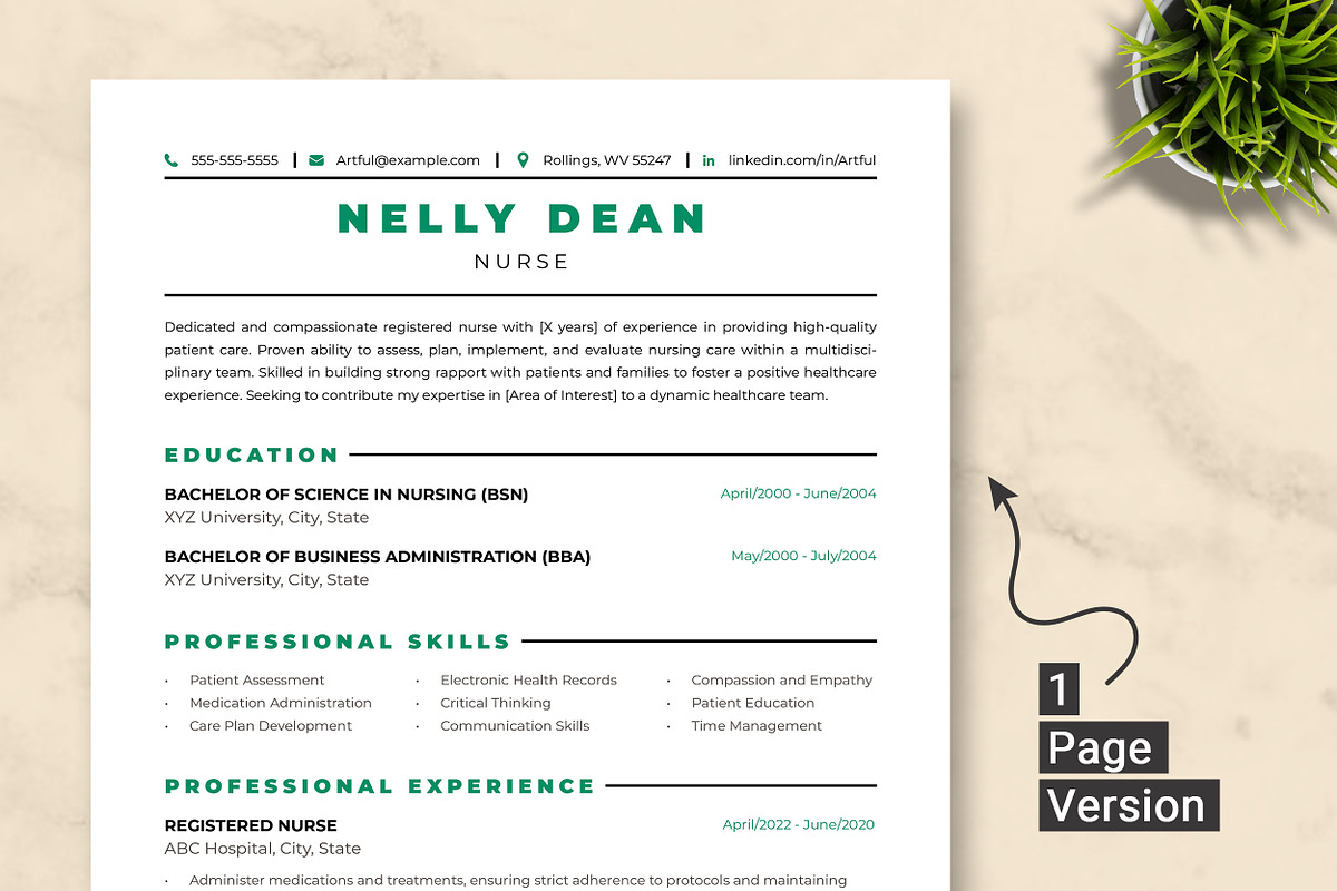 Nurse Resume Template, a Resume Template by ResumeInventor (Photo 2 of 9)